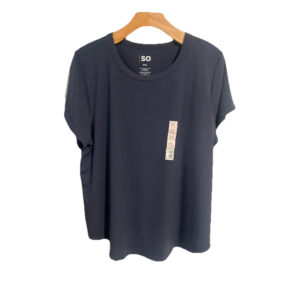 SO Blue Short Sleeve Crew Neck T Shirt Women's XXL